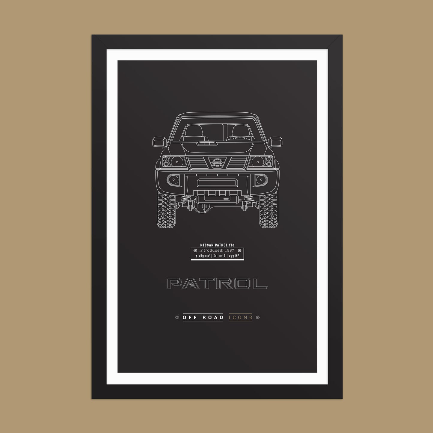 Patrol Y61, Dark Blueprint - Matte Framed poster