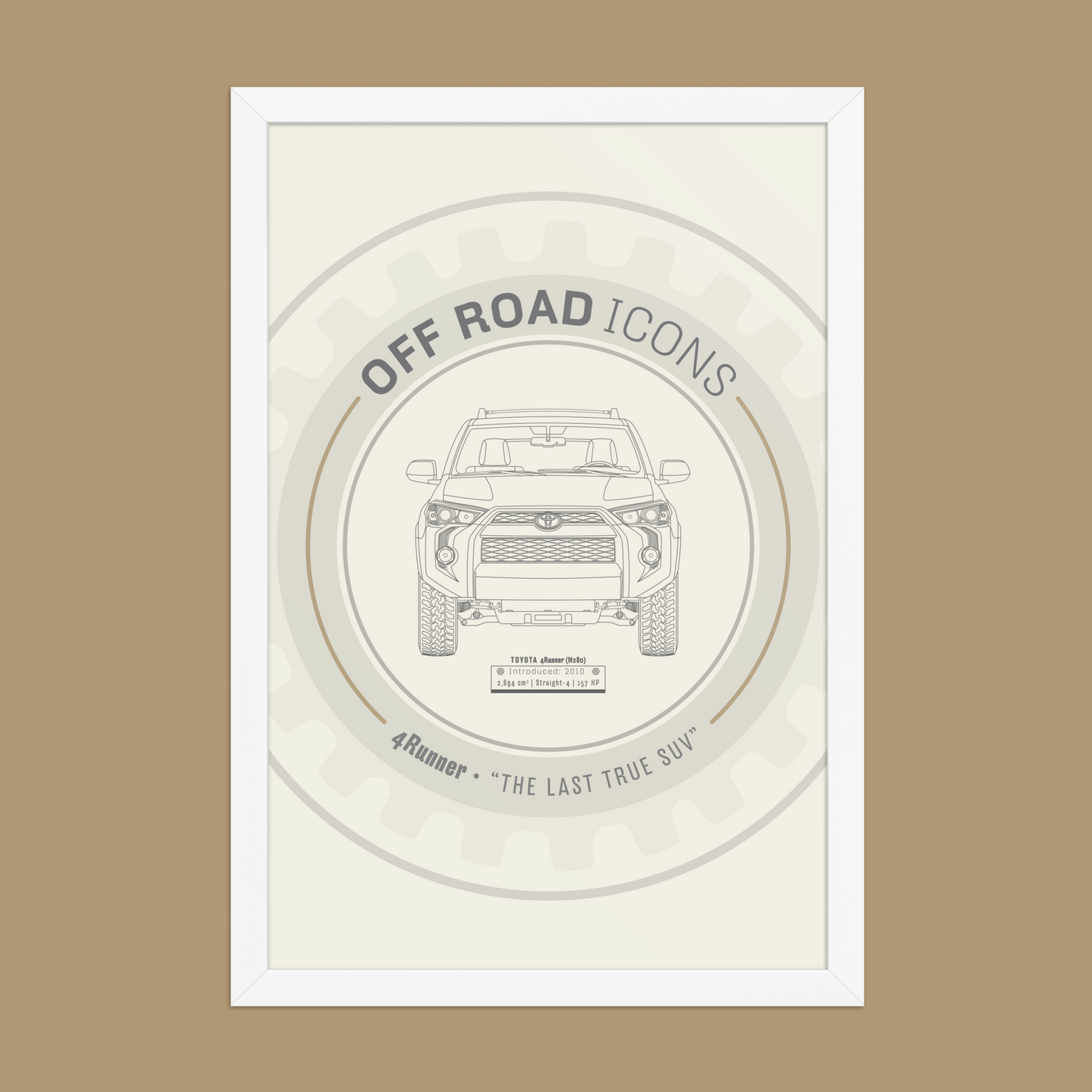 4Runner, wheel badge - Matte Framed poster