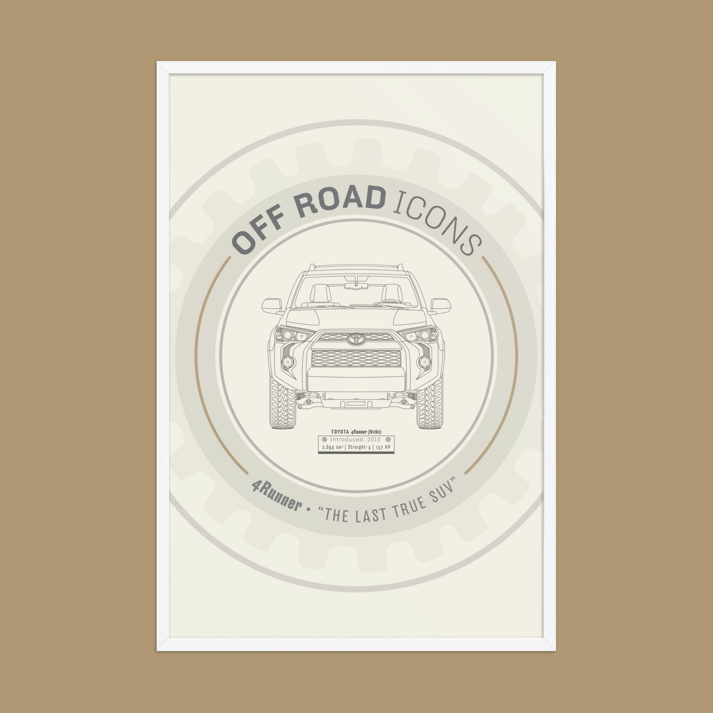 4Runner, wheel badge - Matte Framed poster