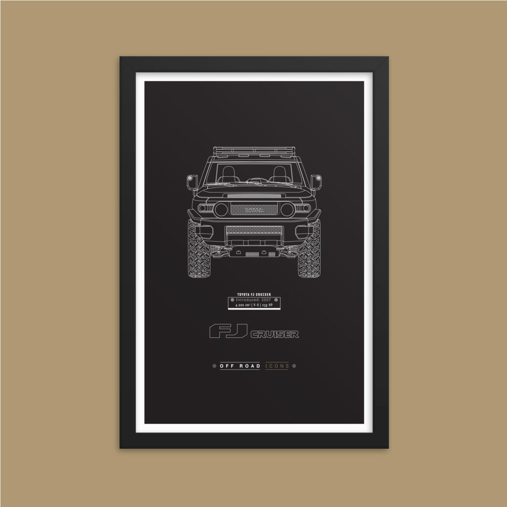 FJ Cruiser, dark blueprint - Matte Framed poster