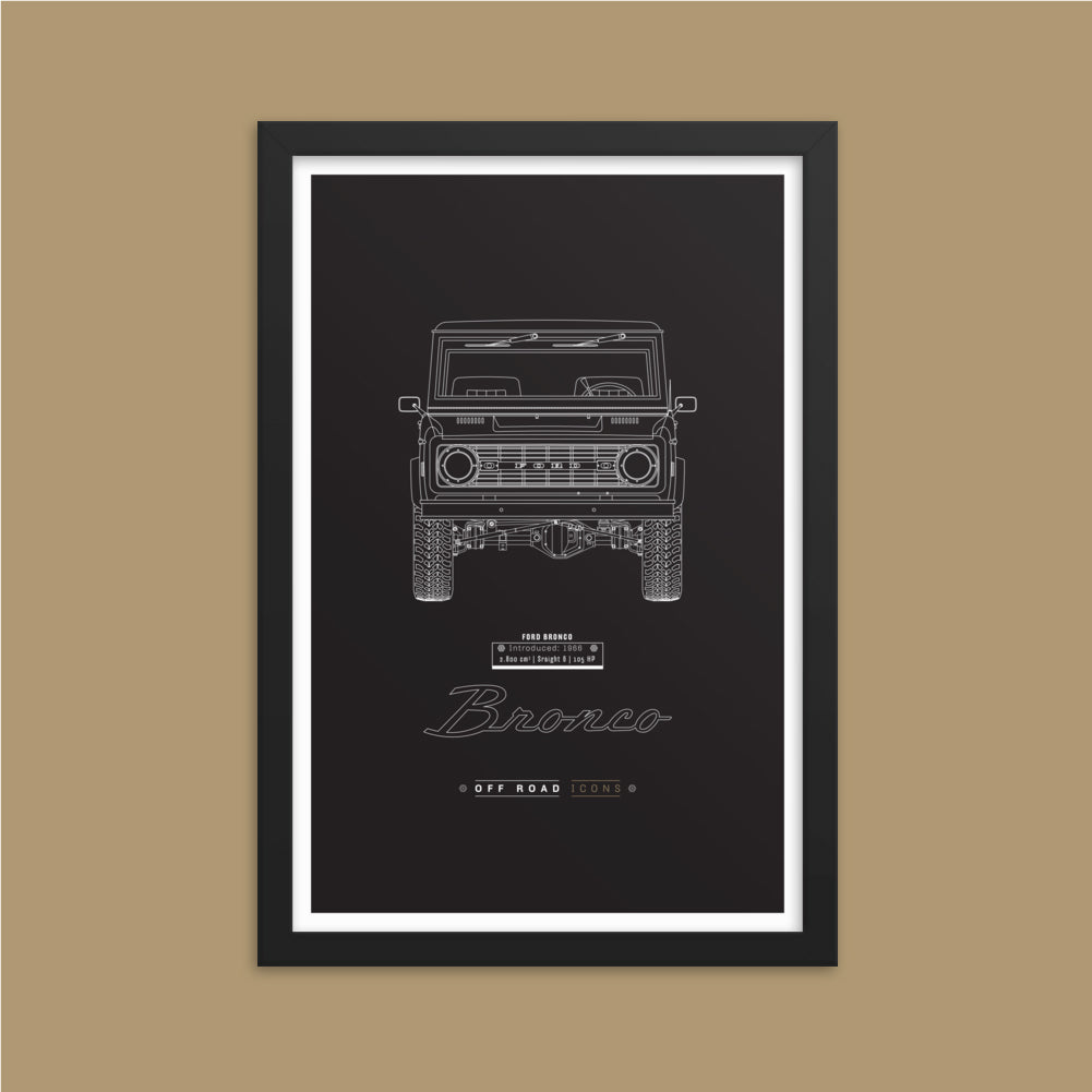 Bronco, dark blueprint - Matte Framed poster
