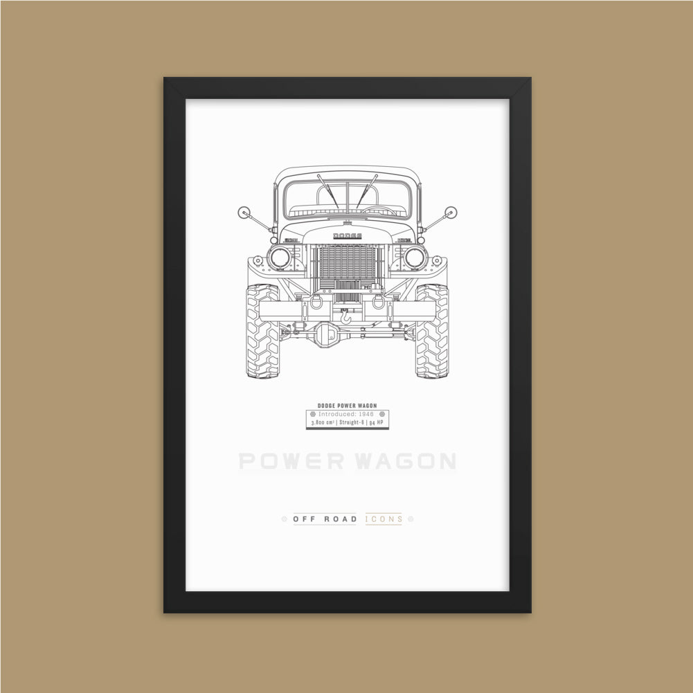 Power Wagon, clean blueprint - Matte Framed poster