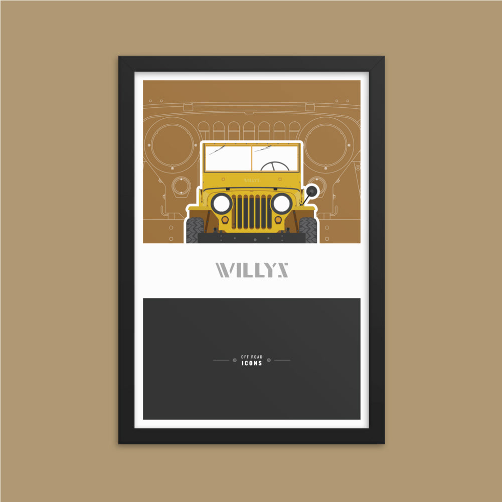 Willys, Michigan yellow - Matte Framed poster