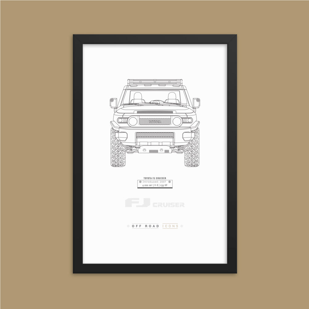 FJ Cruiser, clean blueprint - Matte Framed poster