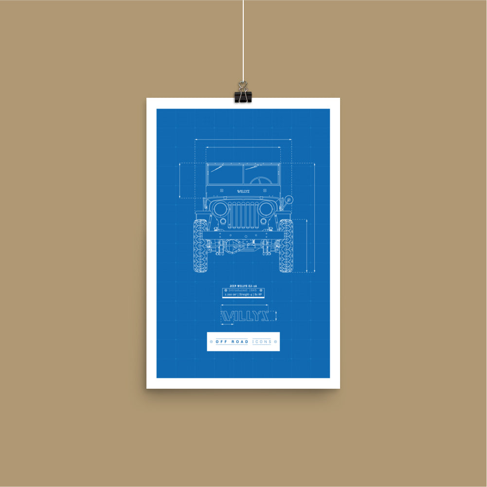 Willys, blueprint - Matte Poster
