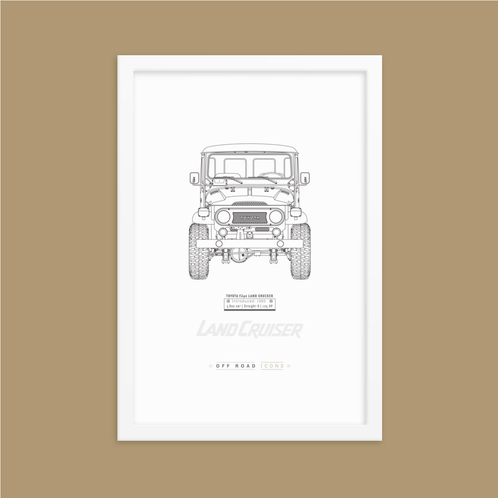 FJ40, clean blueprint - Matte Framed poster