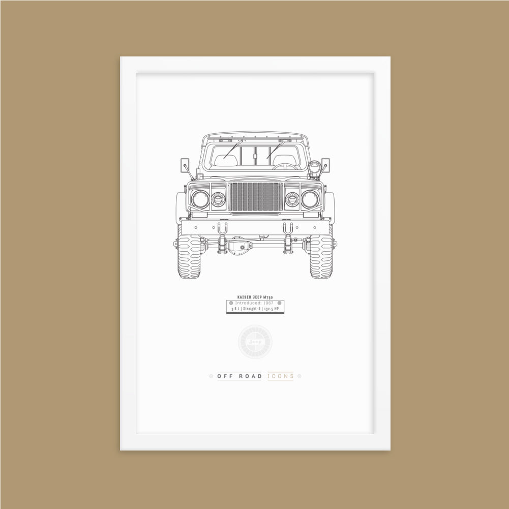 Kaiser Jeep, clean blueprint - Matte Framed poster