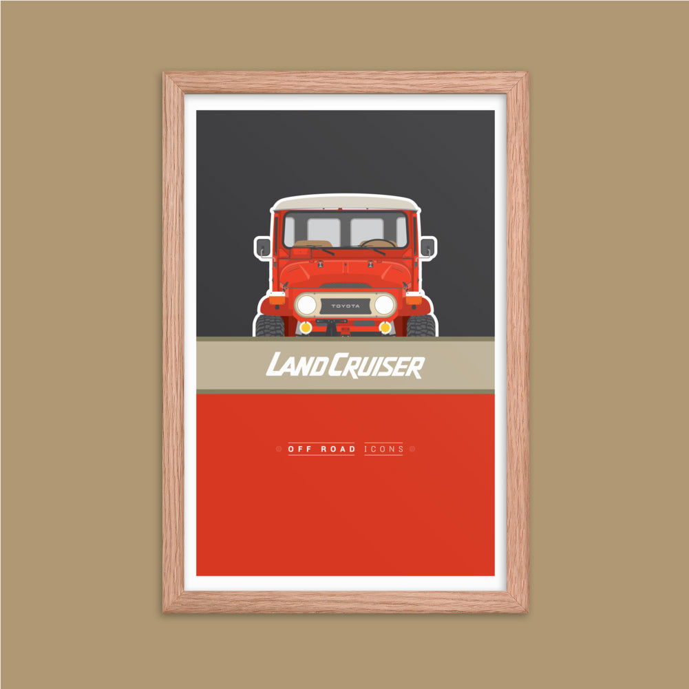 FJ40, solar red - Framed photo paper poster