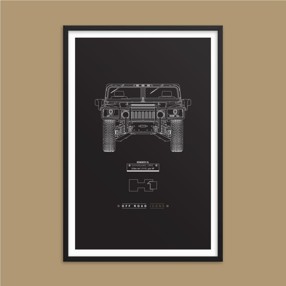 H1, dark blueprint - Matte Framed poster