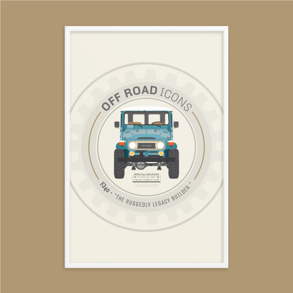 FJ40, wheel badge - Matte Framed poster