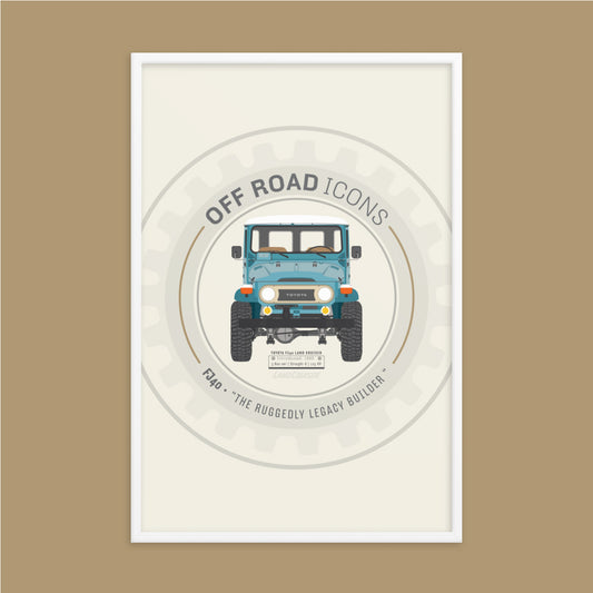 FJ40, wheel badge - Matte Framed poster