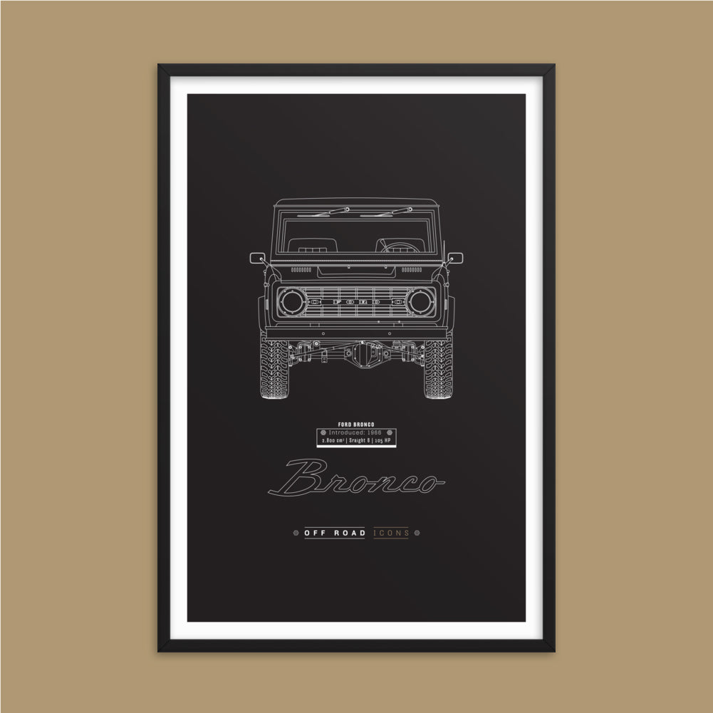 Bronco, dark blueprint - Matte Framed poster