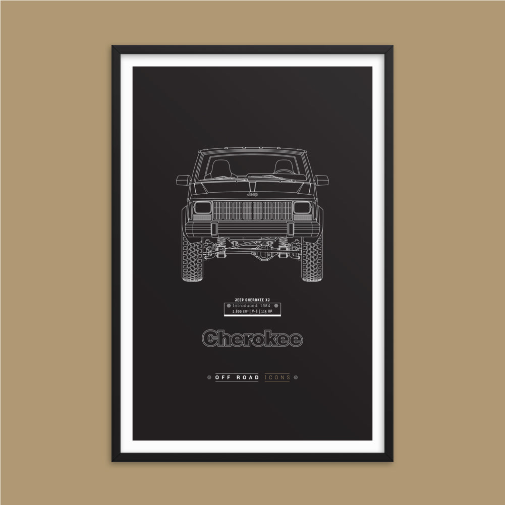 Cherokee, dark blueprint - Matte Framed poster