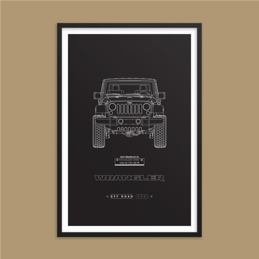Wrangler, dark blueprint - Matte Framed poster