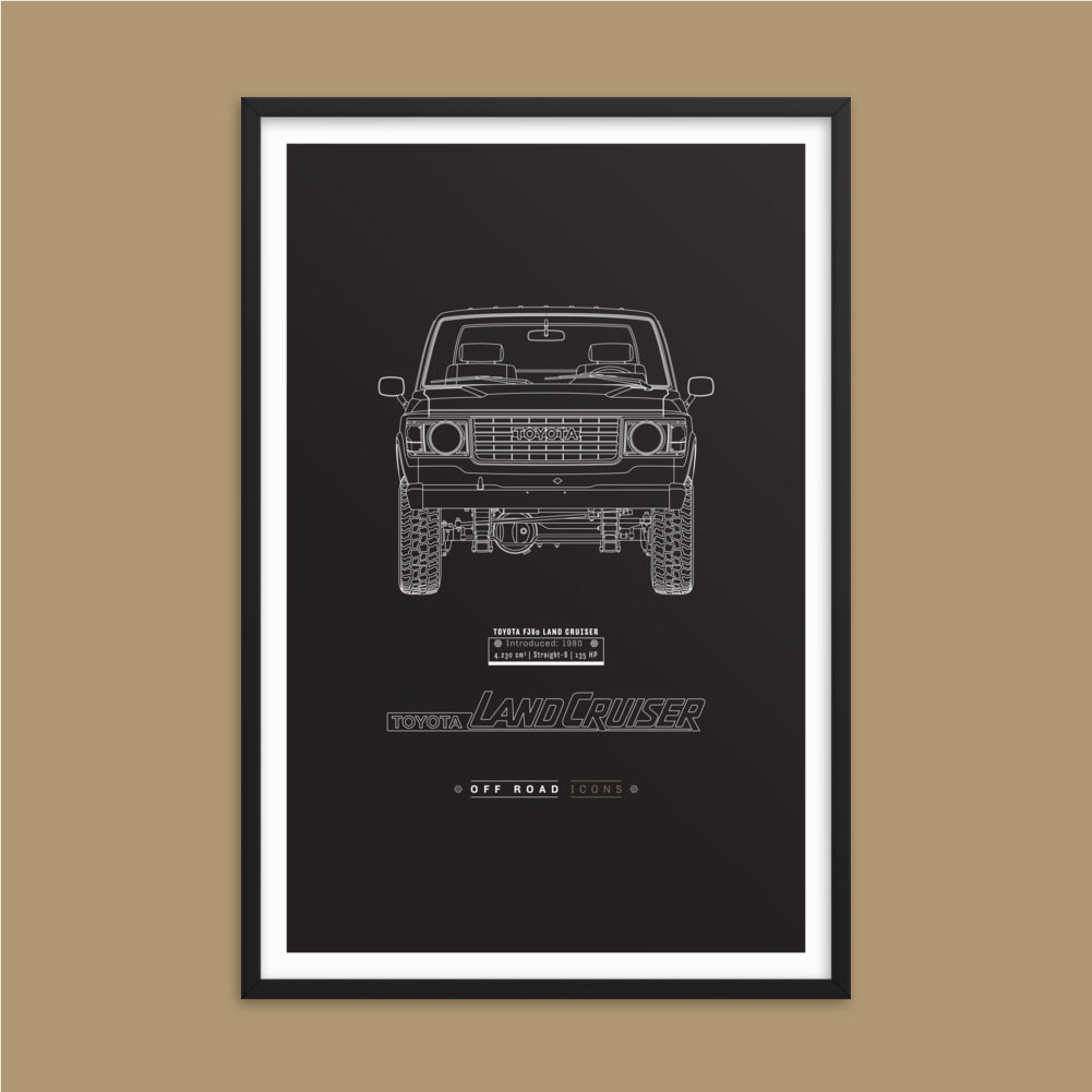 FJ60, dark blueprint - Matte Framed poster