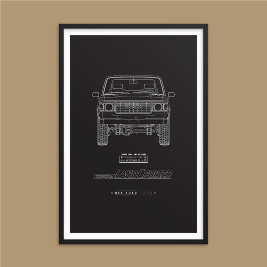 FJ60, dark blueprint - Matte Framed poster