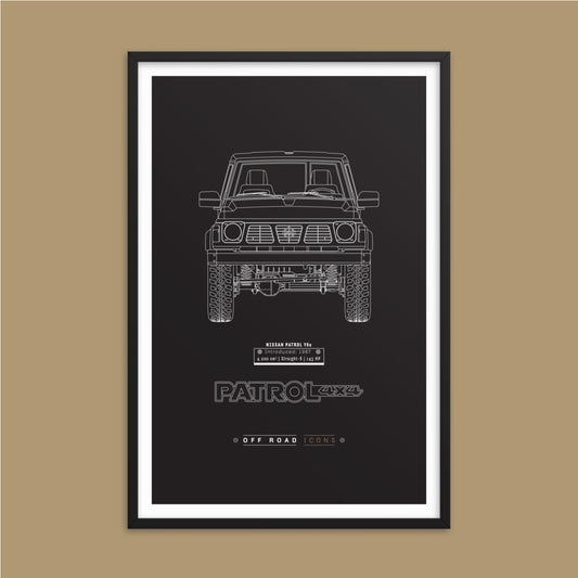 Patrol Y60, dark blueprint - Matte Framed poster