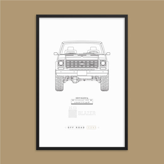 K5 Blazer, clean blueprint - Matte Framed poster