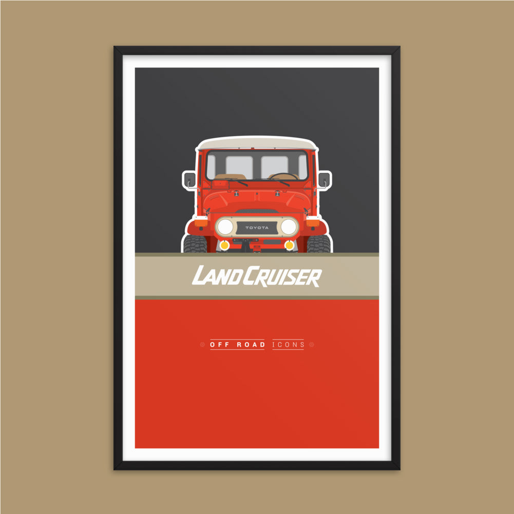 FJ40, solar red - Framed photo paper poster