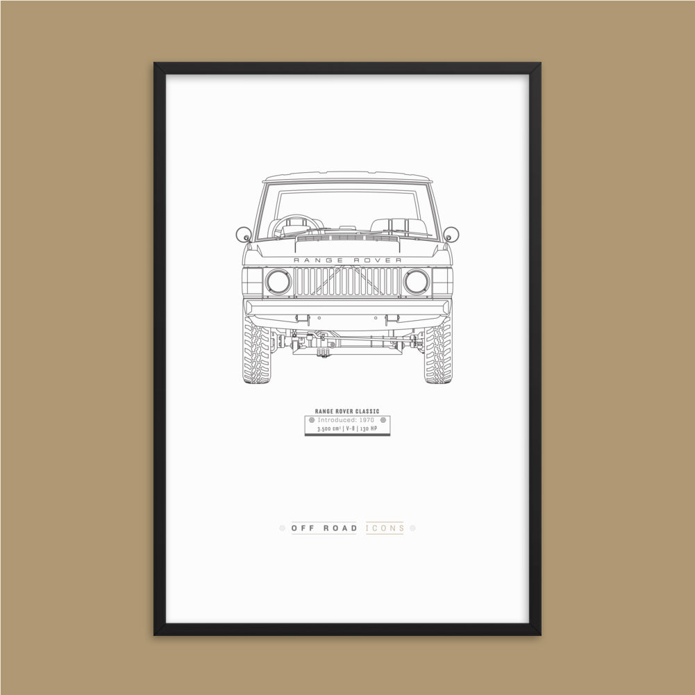 Range Rover Classic, clean blueprint - Matte Framed poster