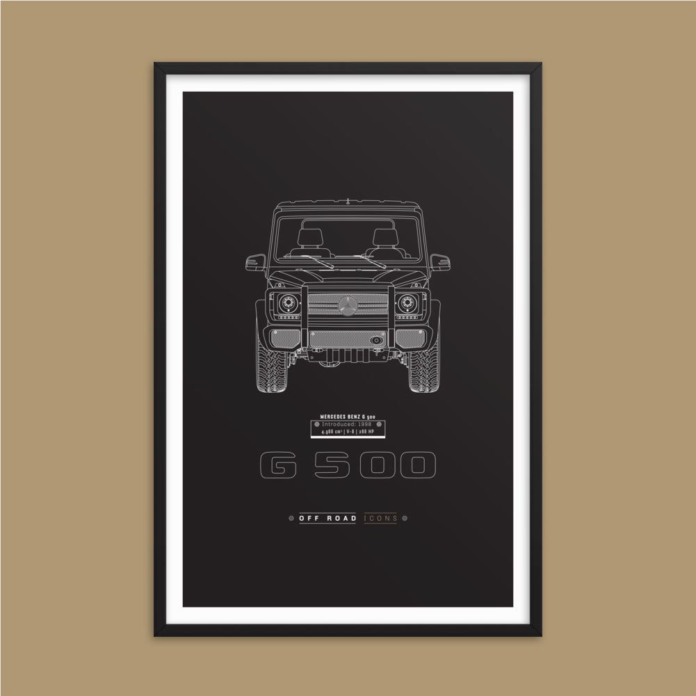 G500, dark blueprint - Framed photo paper poster – Off-road Icons