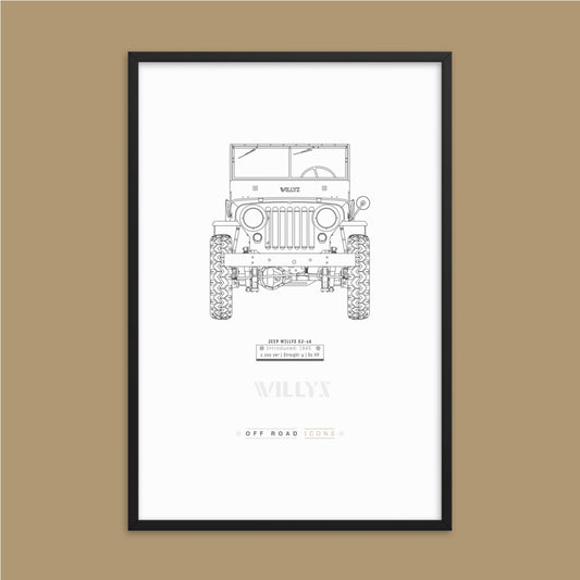 Willys, clean blueprint - Matte Framed poster