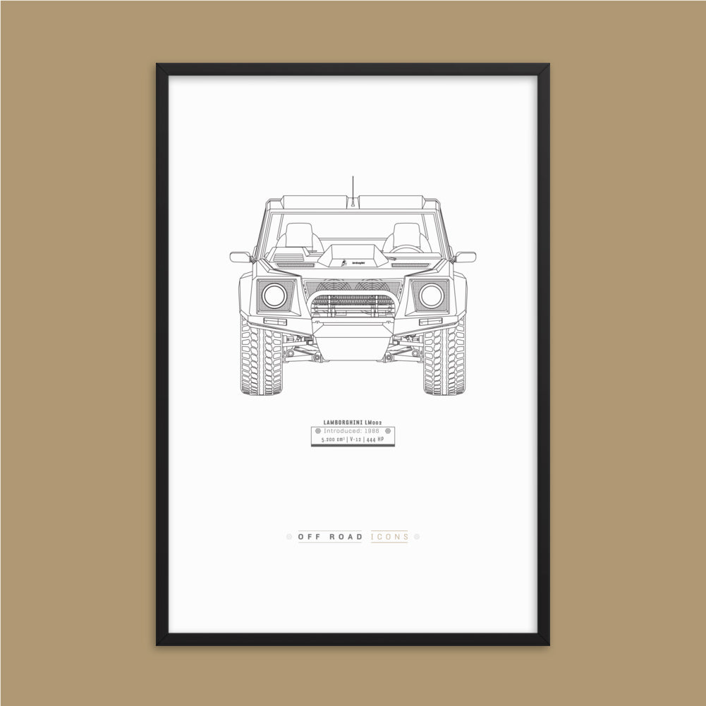 LM002, clean blueprint - Matte Framed poster – Off-road Icons