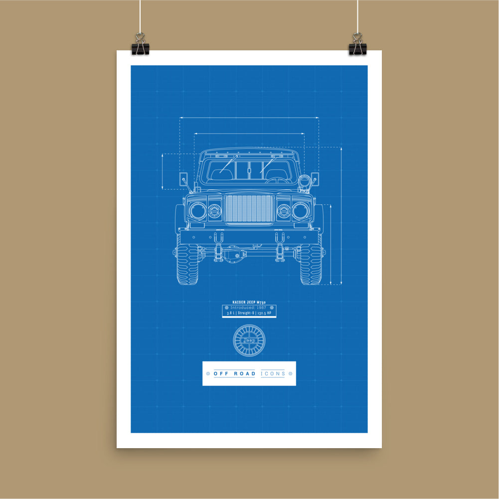 Kaiser Jeep, blueprint - Matte Poster