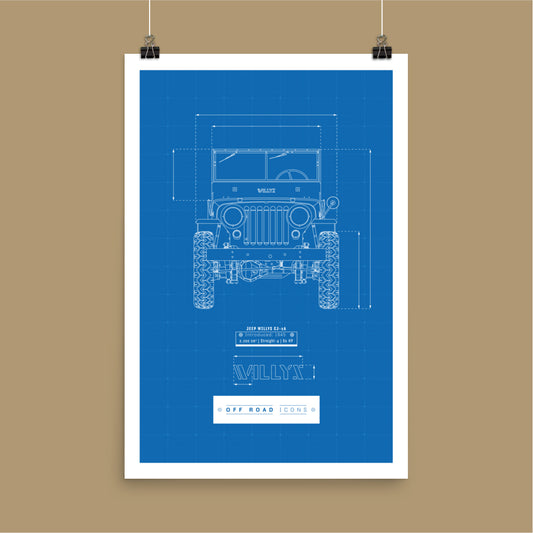 Willys, blueprint - Matte Poster