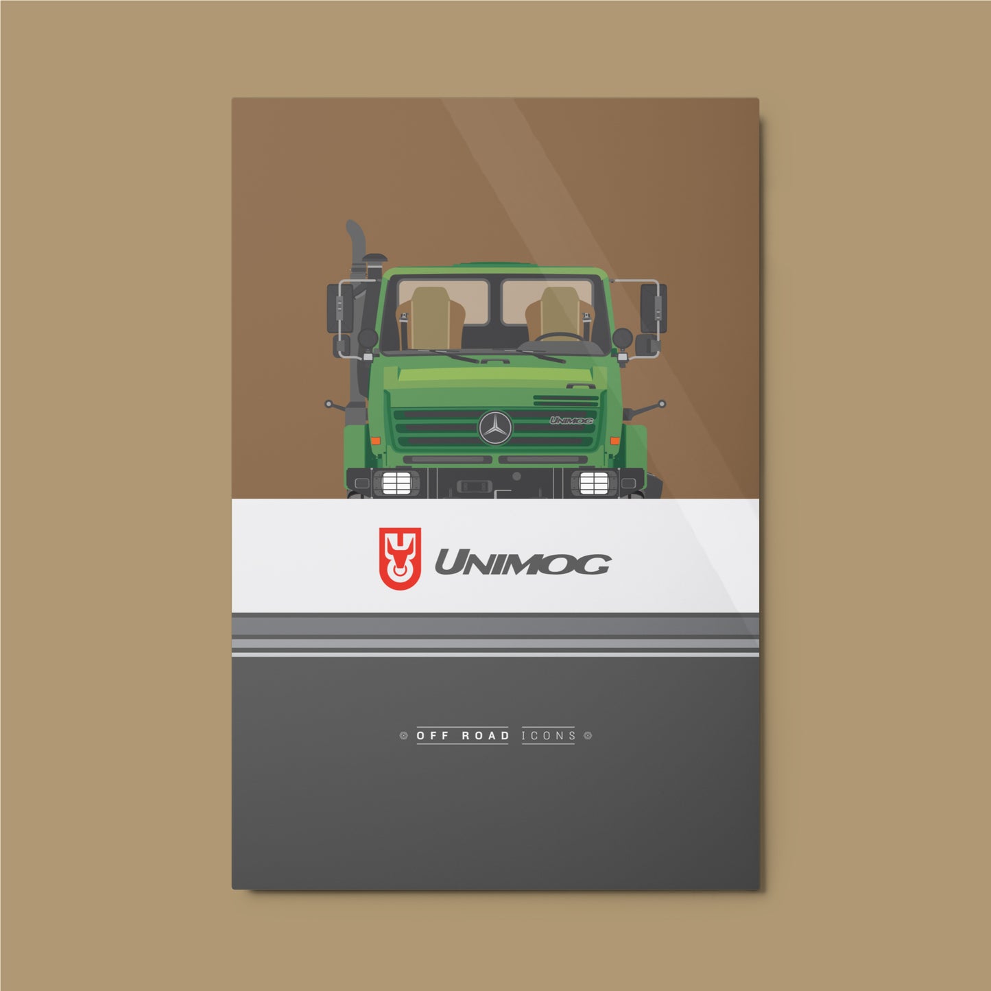 Unimog, lorry green - Glossy Metal prints