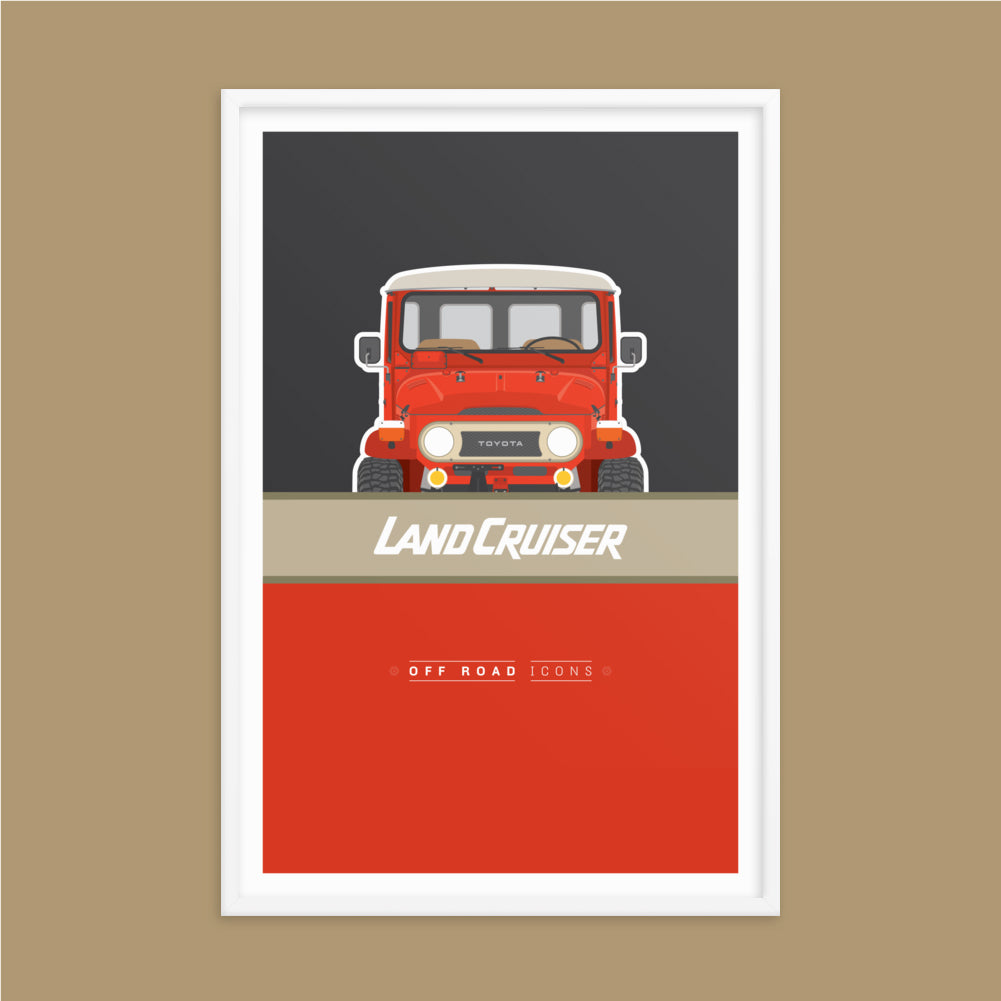 FJ40, solar red - Framed photo paper poster