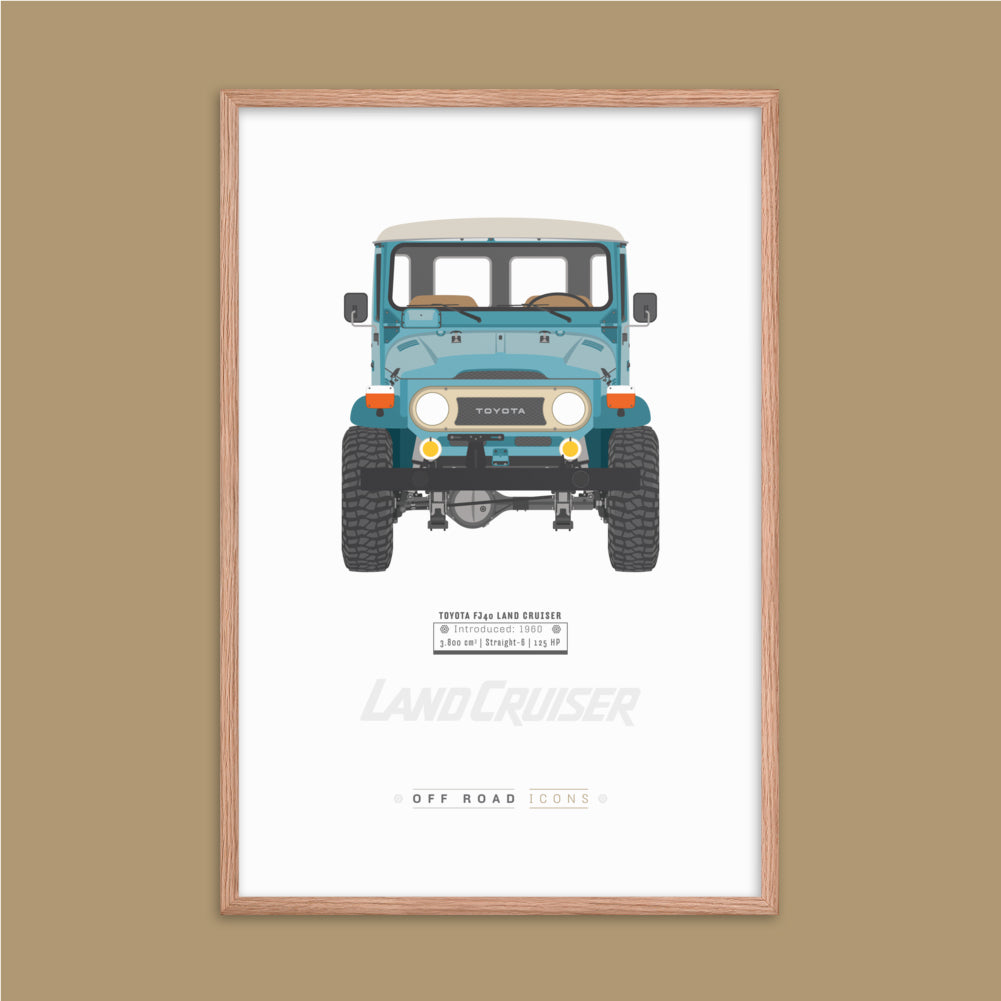 FJ40, riviera blue - Matte Framed poster
