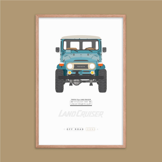 FJ40, riviera blue - Matte Framed poster