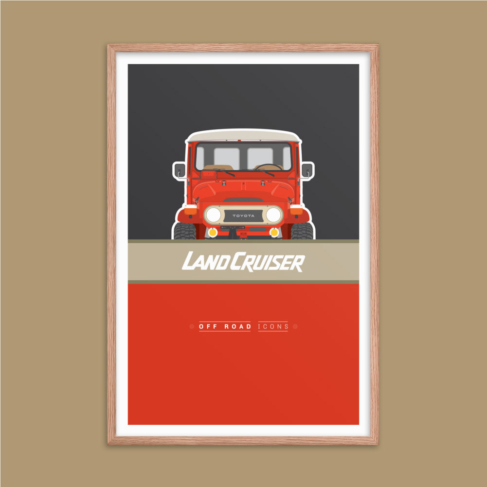 FJ40, solar red - Framed photo paper poster