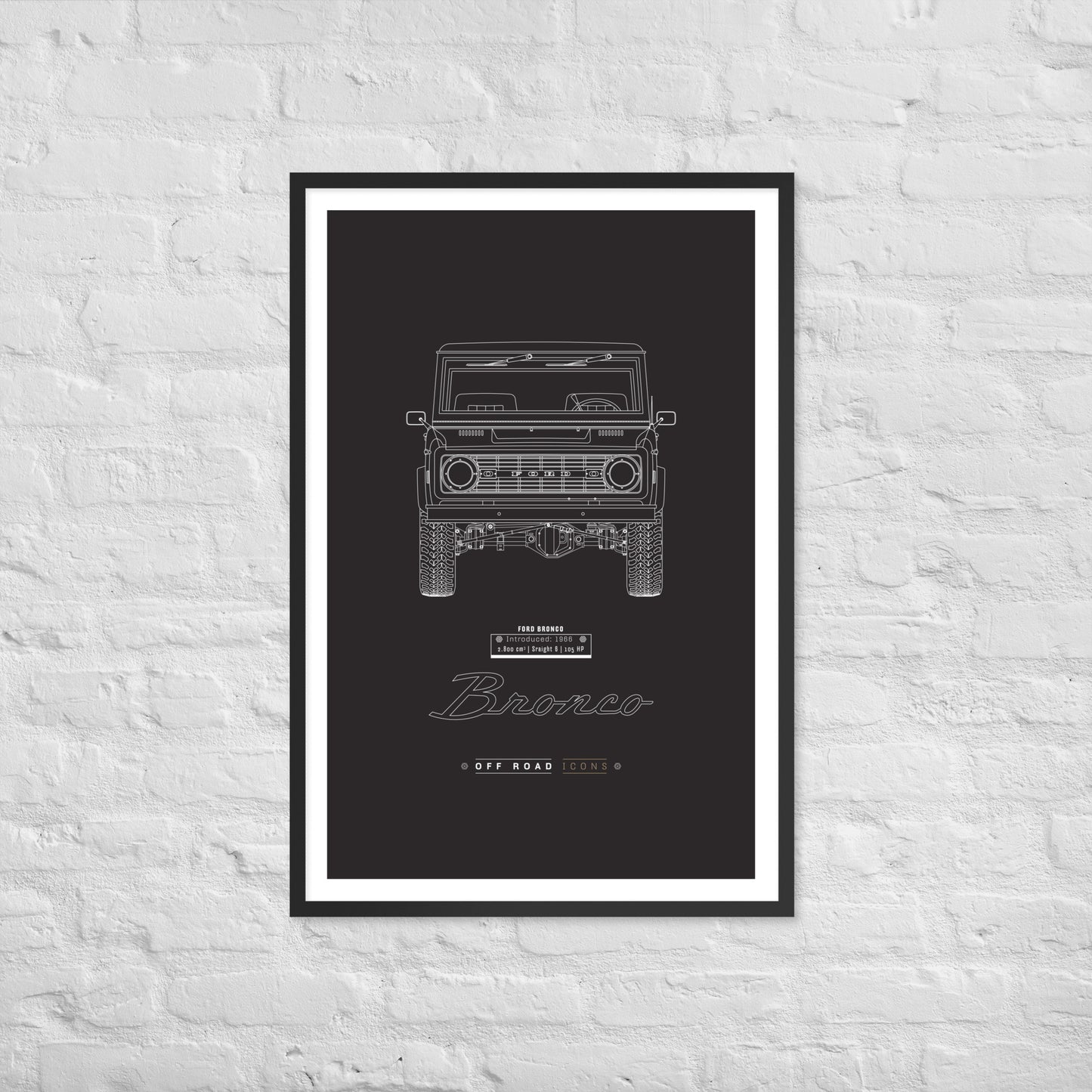 Bronco, dark blueprint - Matte Framed poster