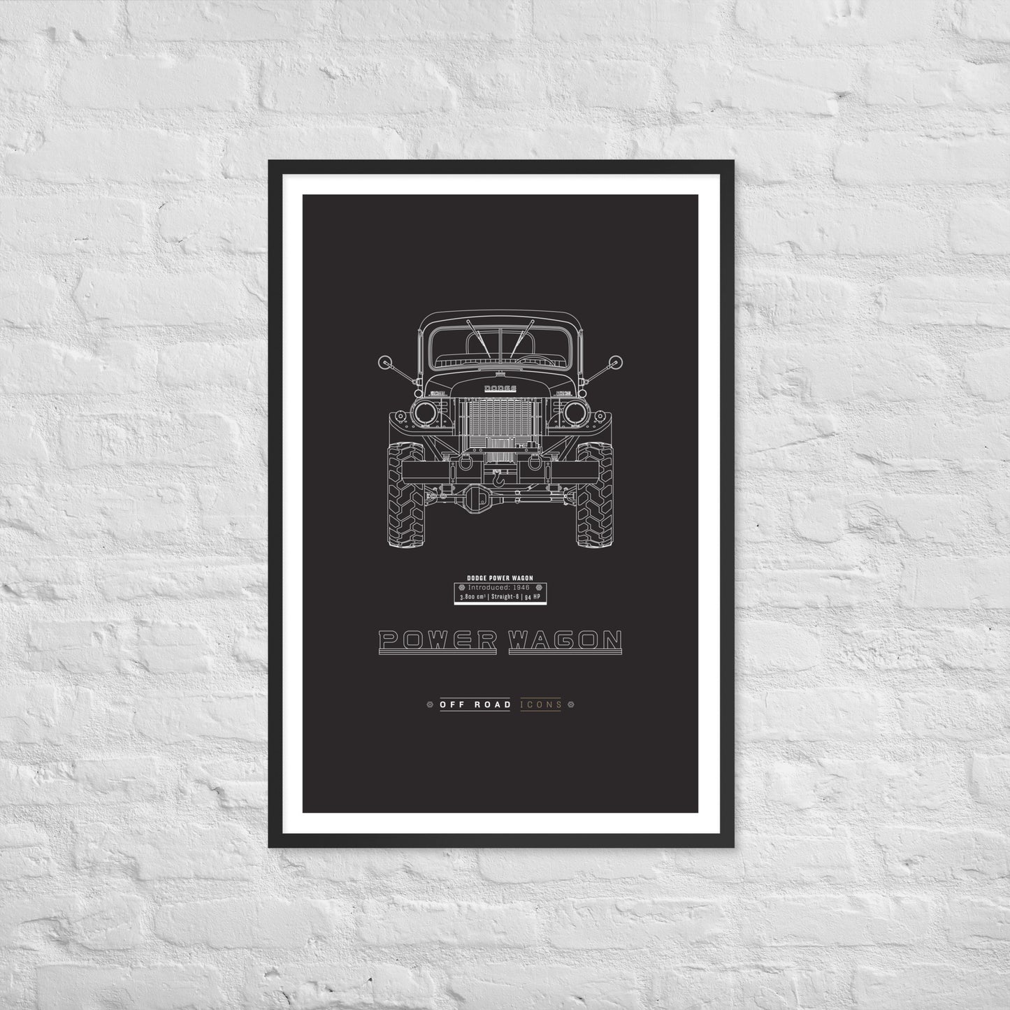 Power Wagon, dark blueprint - Matte Framed poster