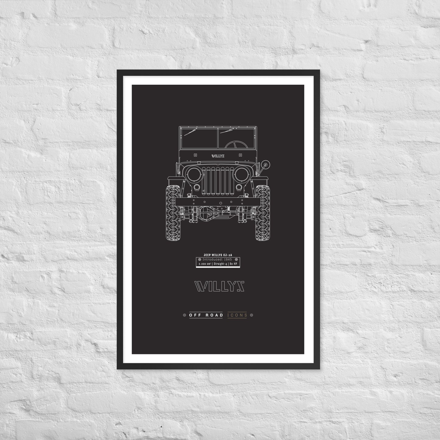 Willys, dark blueprint - Matte Framed poster