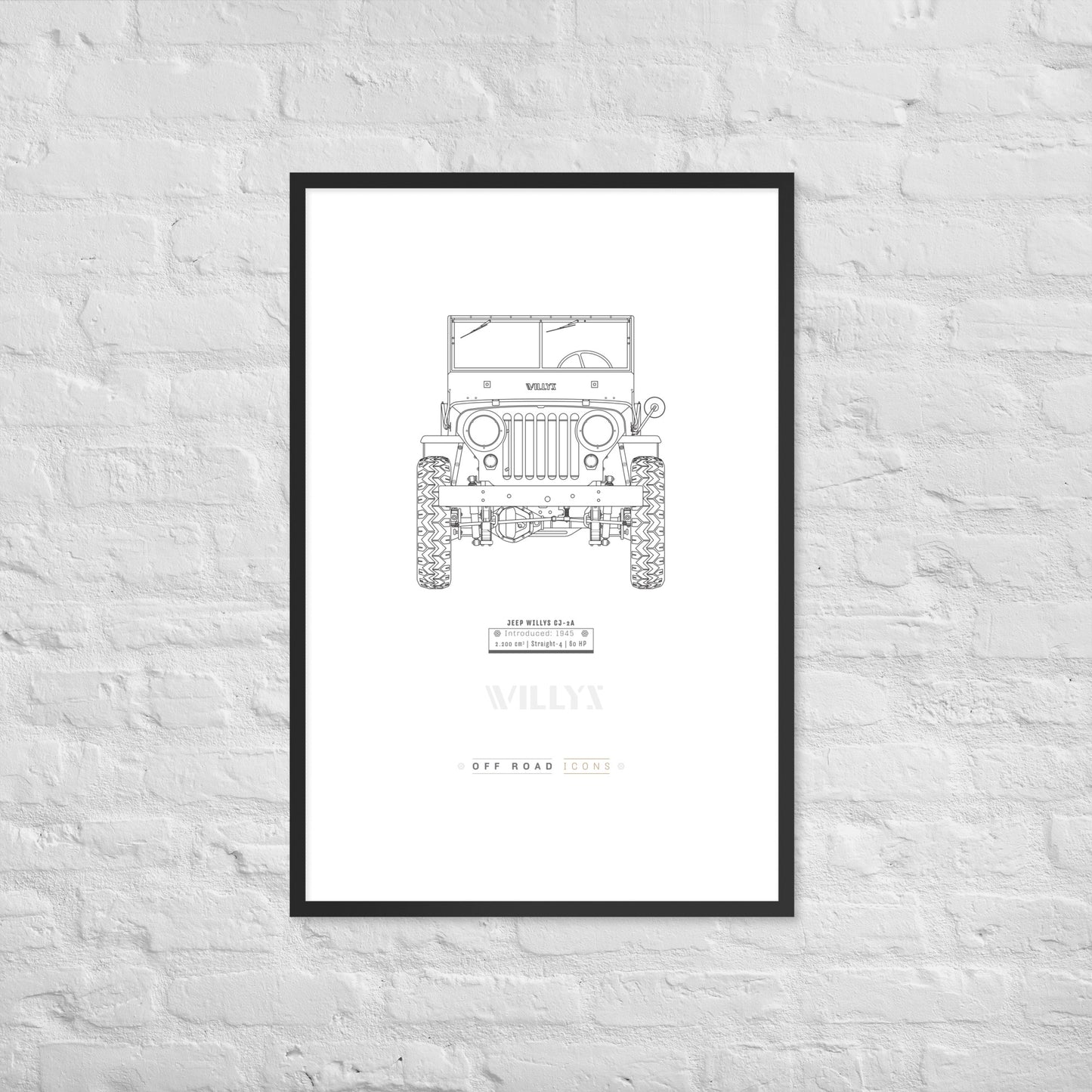 Willys, clean blueprint - Matte Framed poster