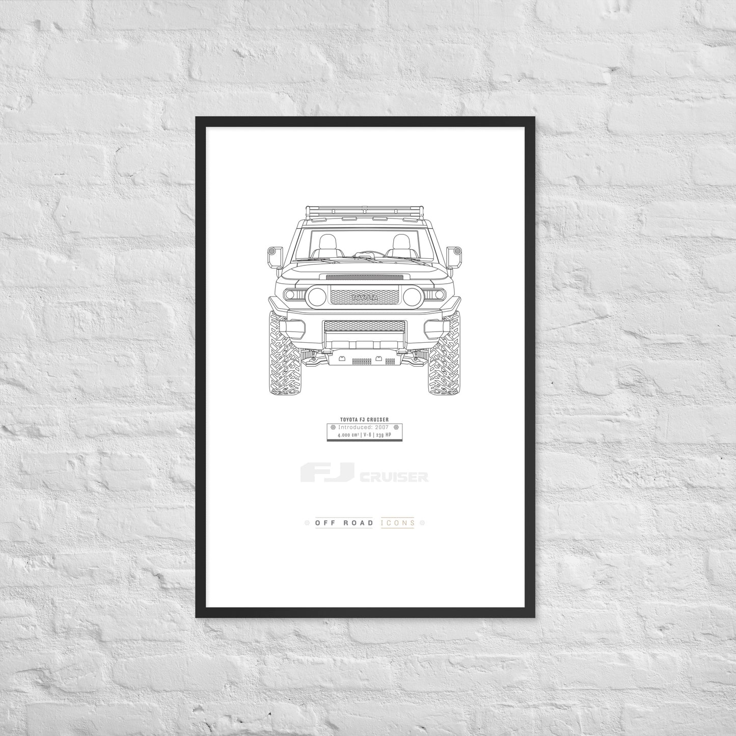 FJ Cruiser, clean blueprint - Matte Framed poster