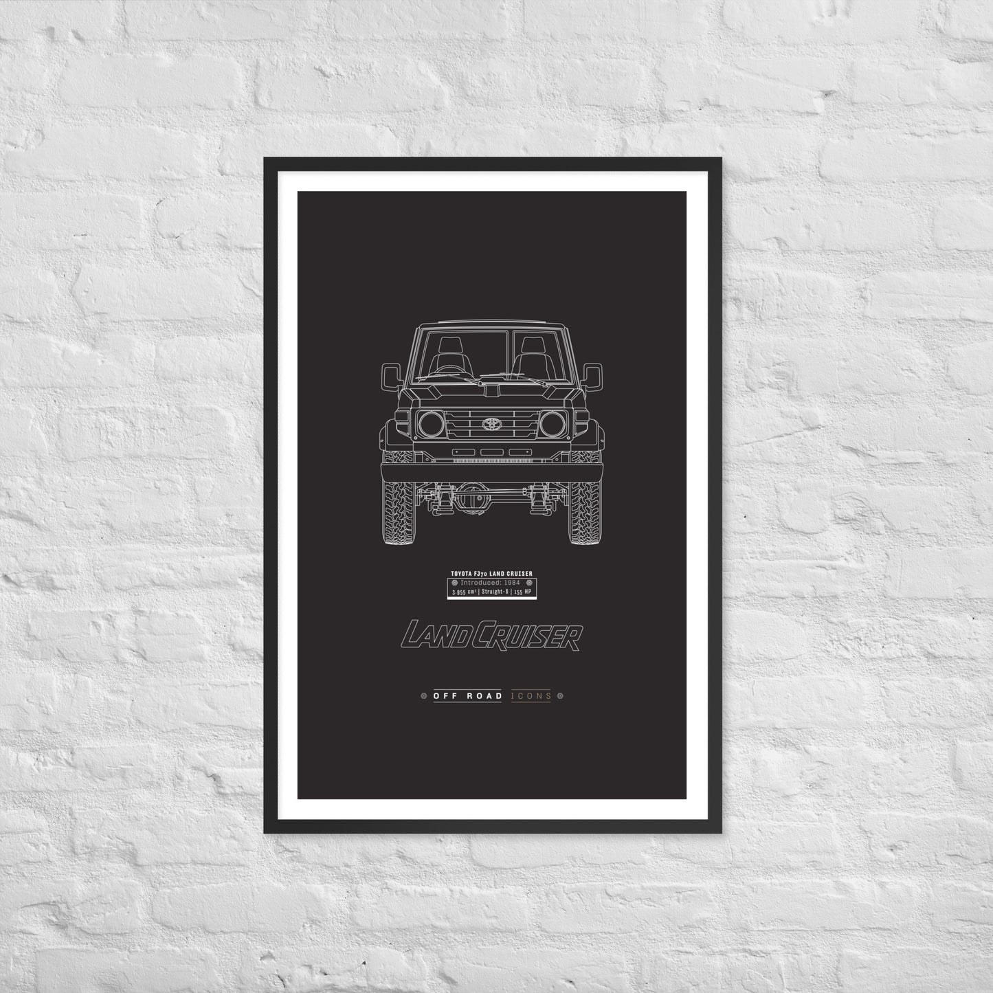 FJ70, dark blueprint - Matte Framed poster