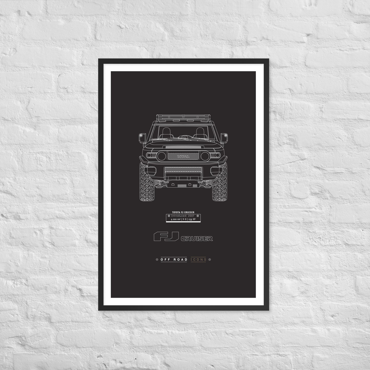 FJ Cruiser, dark blueprint - Matte Framed poster