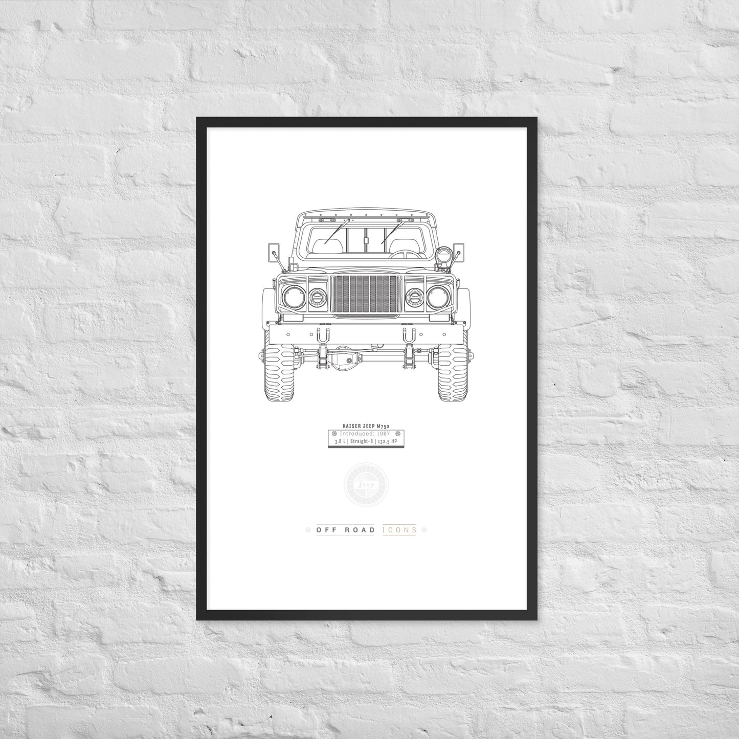 Kaiser Jeep, clean blueprint - Matte Framed poster