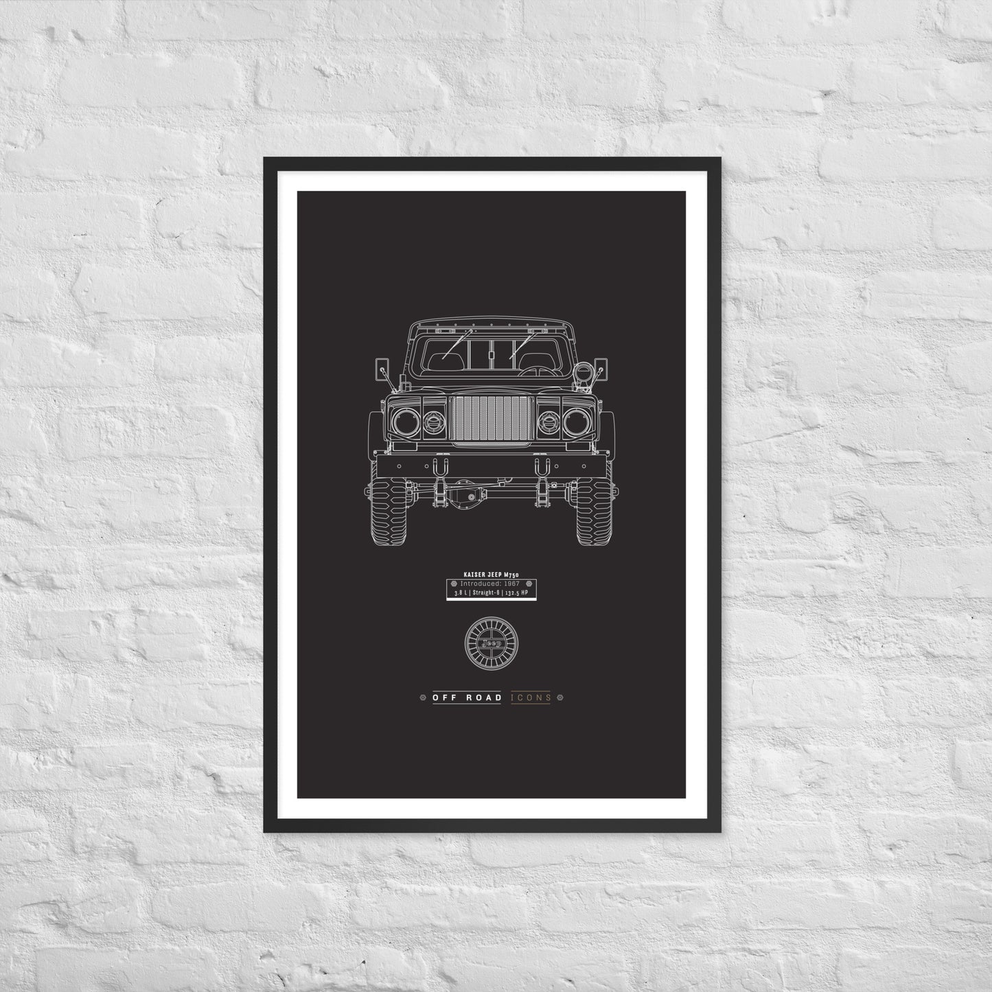 Kaiser Jeep, dark blueprint - Matte Framed poster