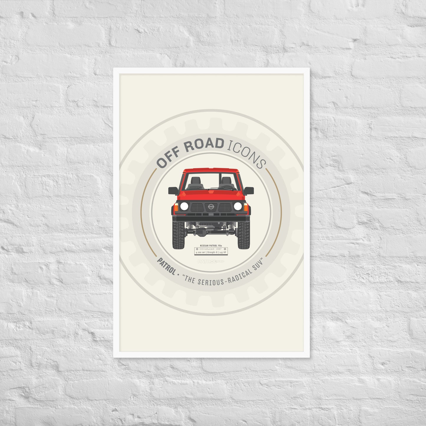 Patrol Y60, wheel badge - Matte Framed poster