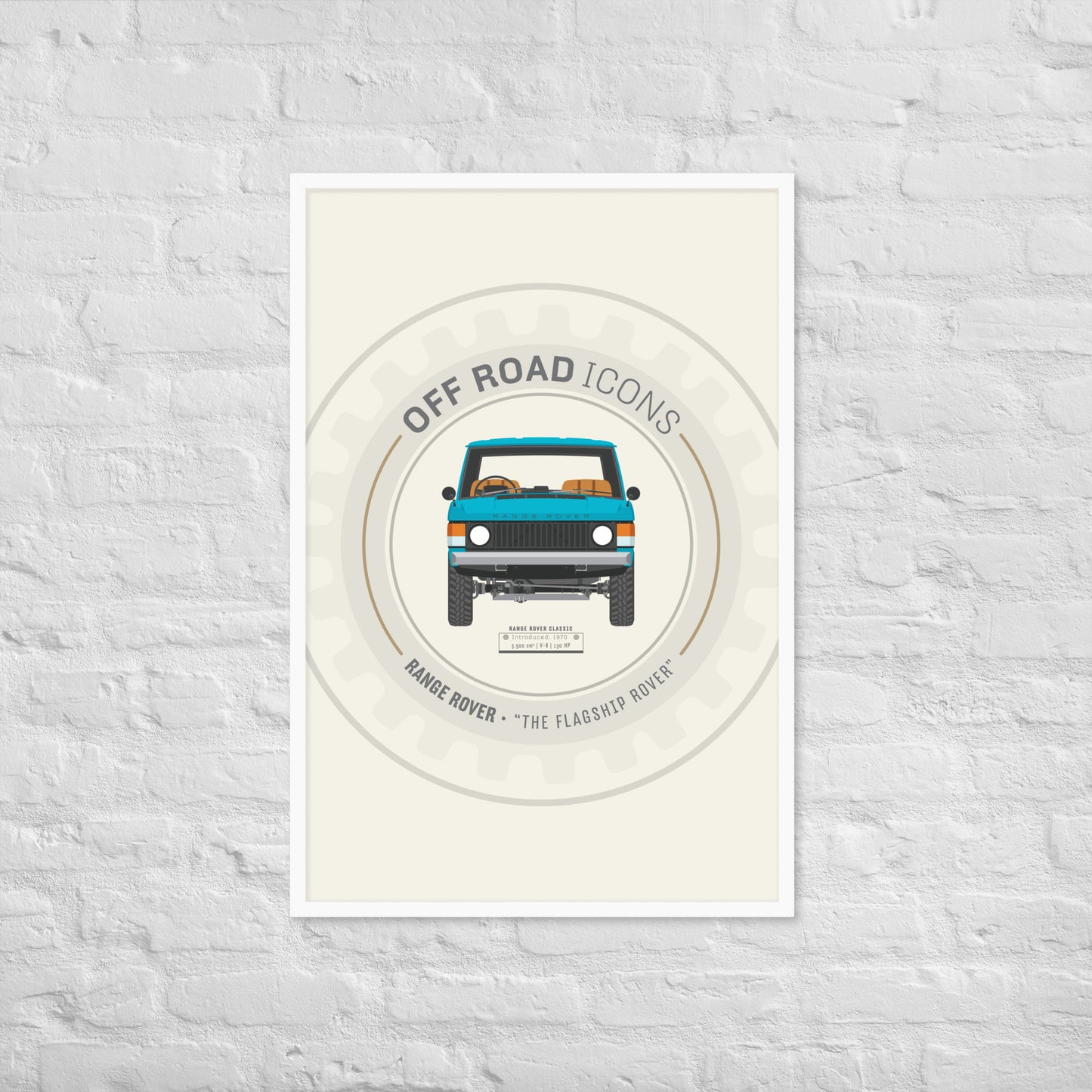 Range Rover Classic, wheel badge - Matte Framed poster