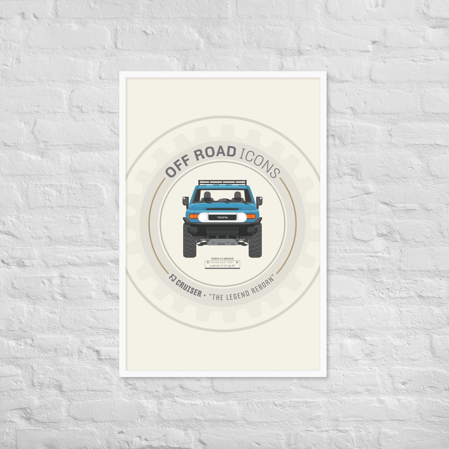 FJ Cruiser, wheel badge - Matte Framed poster