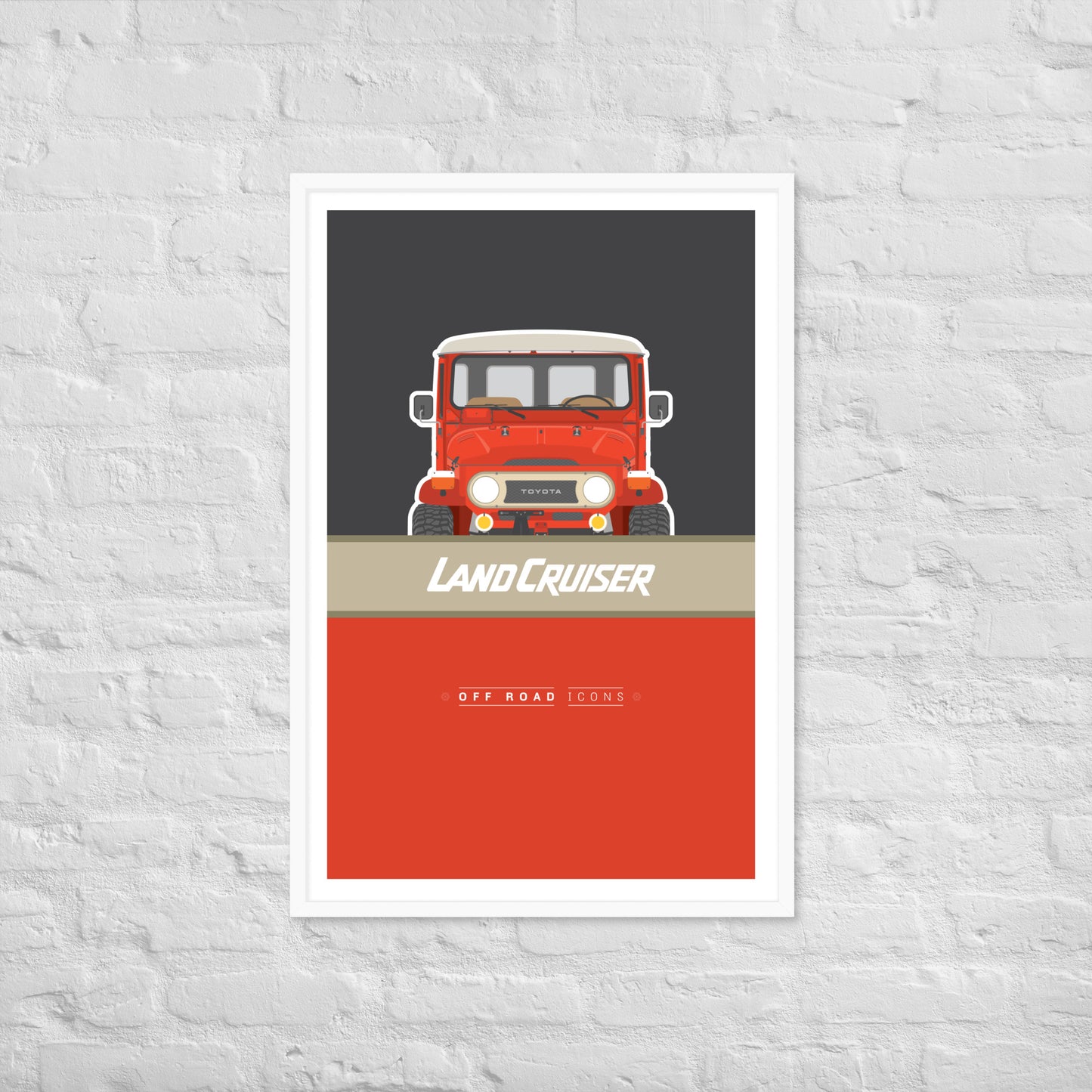 FJ40, solar red - Framed photo paper poster